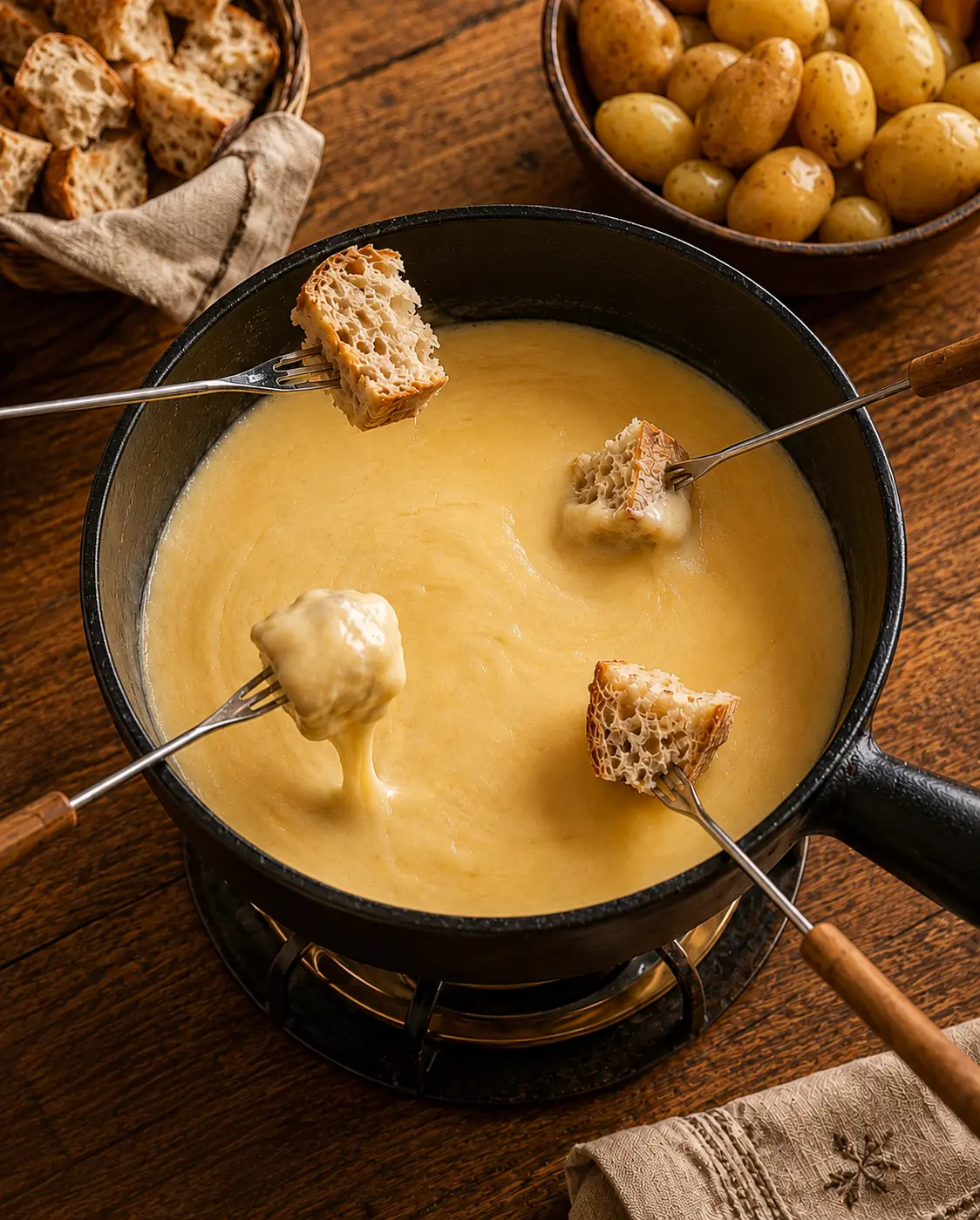 Manger une fondue entre amis
